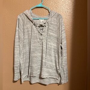 Lucky Brand Heather Gray Lace-Up Hoodie